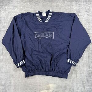 Adidas Jacket Mens XL Navy Blue Pullover V Neck Vintage 90s Box Logo Canada